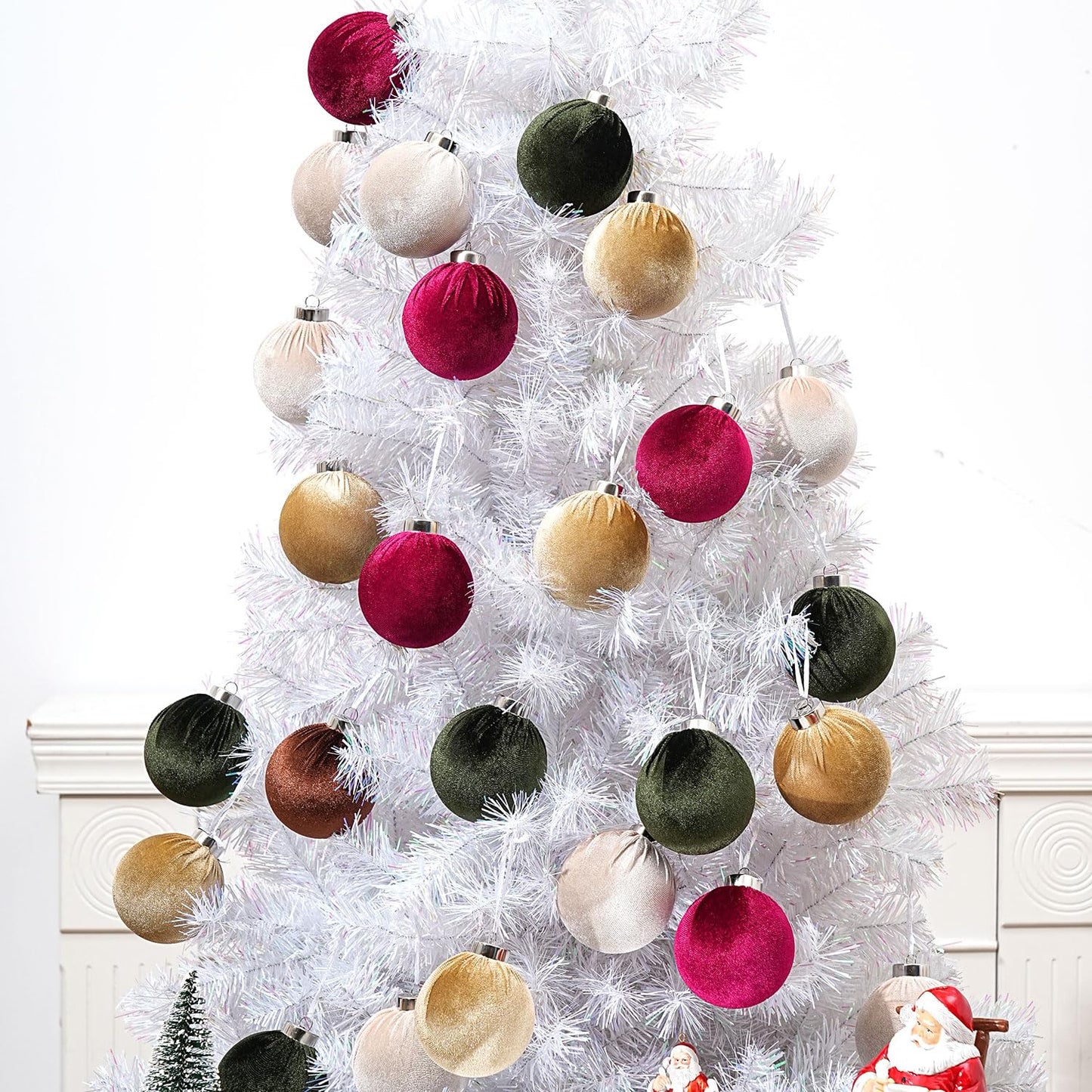 Choonshow Velvet Christmas Ball Ornaments 16 Pack 3.15" Brown Green