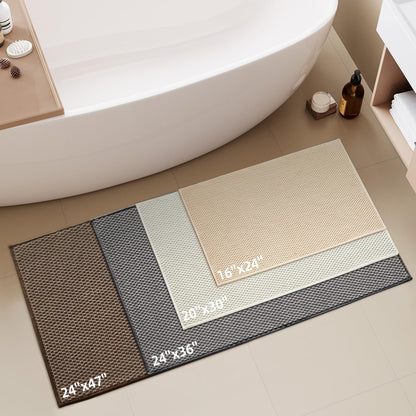 BULULOM Chenille Bathroom Rug Rubber Backing Brown 16x24 Absorbent Mat