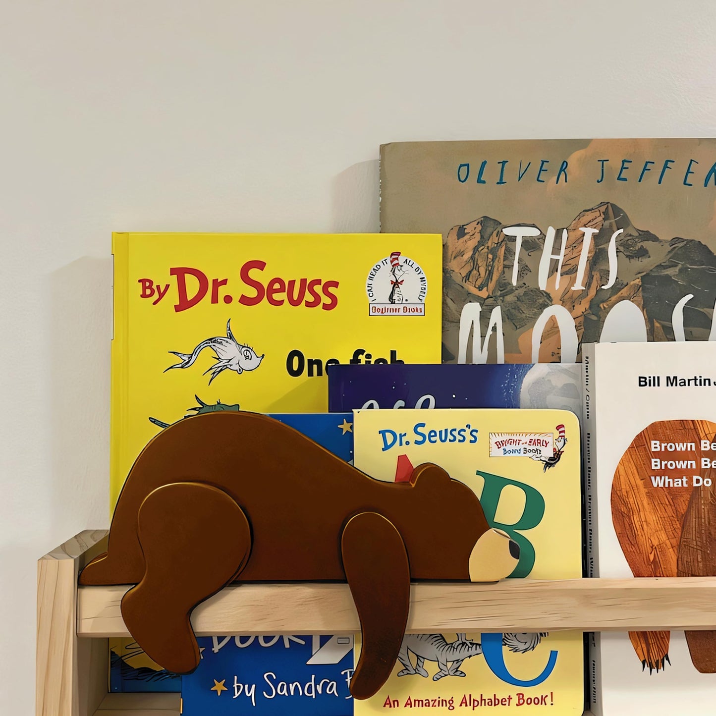 Fcimu Woodland Nursery Decor Black Bear Wooden Sleeping Bear Brown