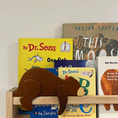 Fcimu Woodland Nursery Decor Black Bear Wooden Sleeping Bear Brown