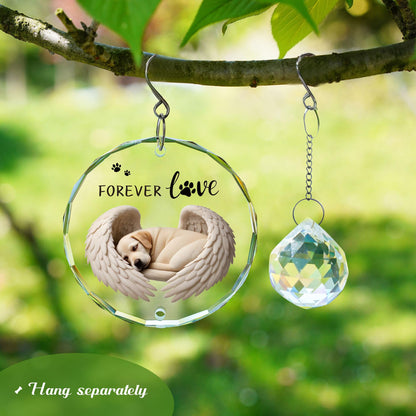 YU FENG 11.8in Dog Angel Crystal Suncatcher Memorial Rainbow Bridge