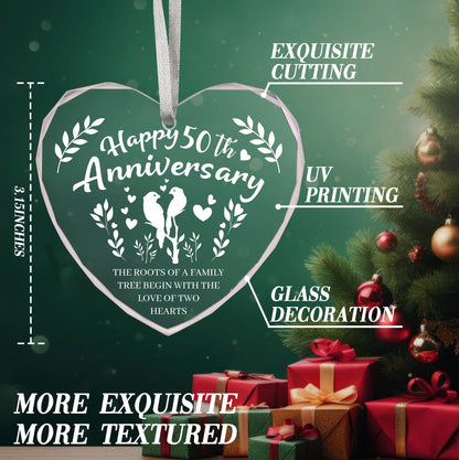 Vorruil Baby First 50th Anniversary Gift Heart Glass Tree Decoration