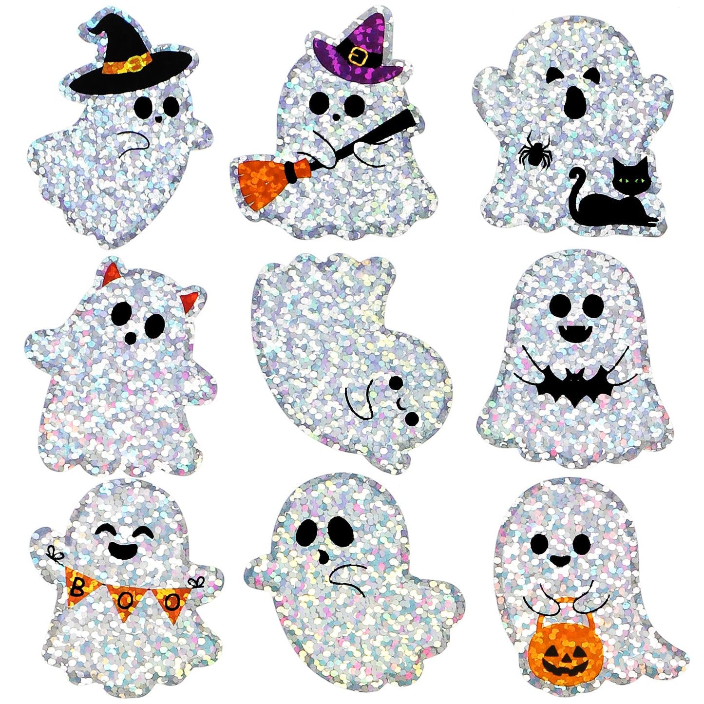 COCHIE Halloween J-O-Lantern Stickers 480pcs 1.5in Laser Ghost