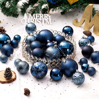 Senjie Night Blue Shatterproof Christmas Ornaments 32pcs Set Plastic