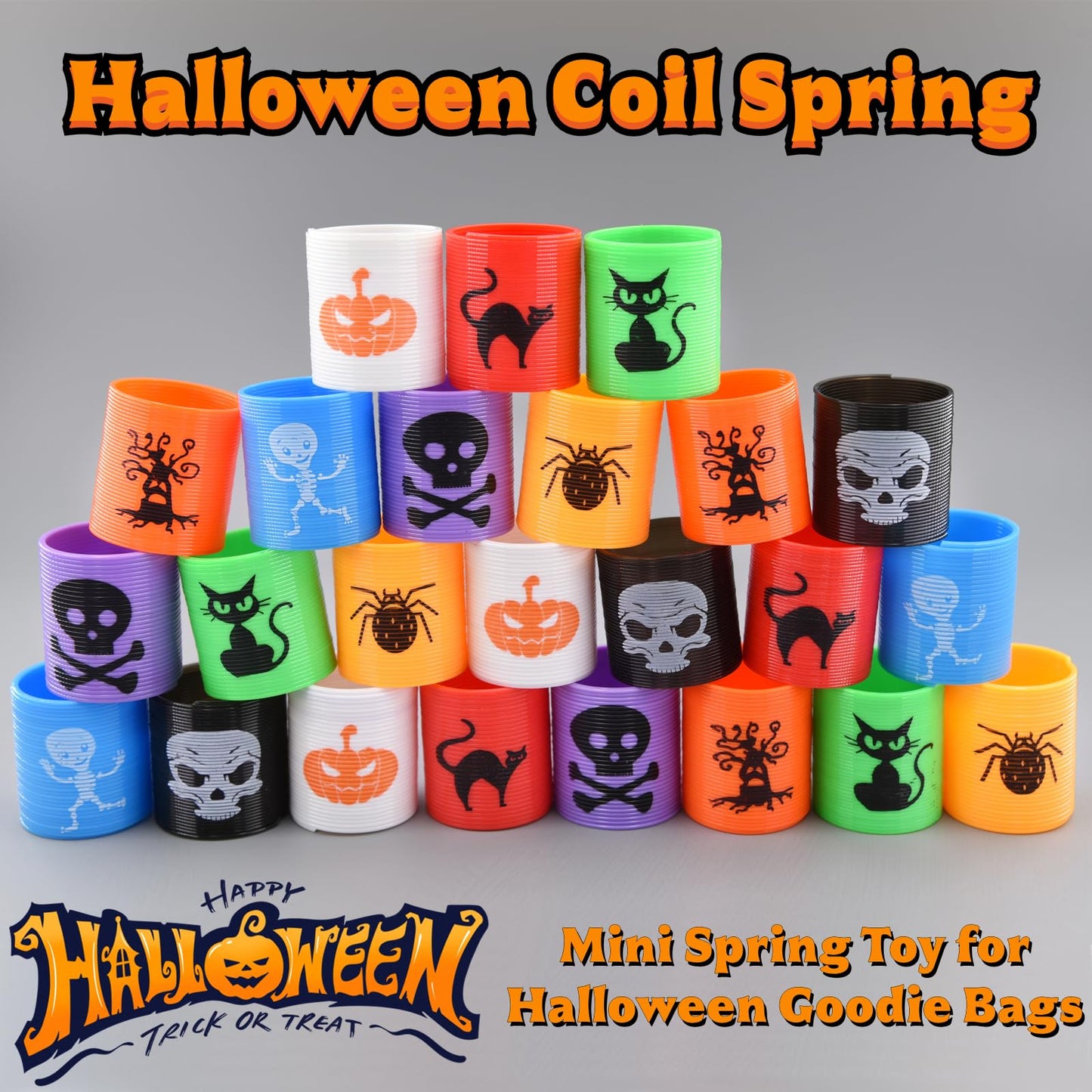 Menzcci Halloween Mini Coil Springs Toys 24 Pcs Plastic Halloween Slinky A24