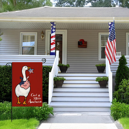 EKOREST Patriotic Garden Flag 12x18in Double Sided Funny Goose Red White Blue