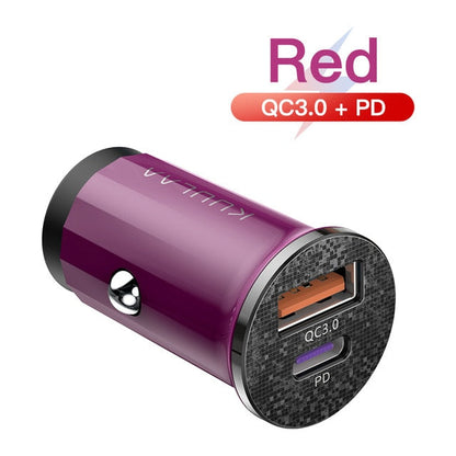 KUULAA Quick Charge 4.0 48W QC PD 3.0 Car Charger for Samsung S10 9 Fast Car Charging for Xiaomi iPhone Mobile Phone USB Charger