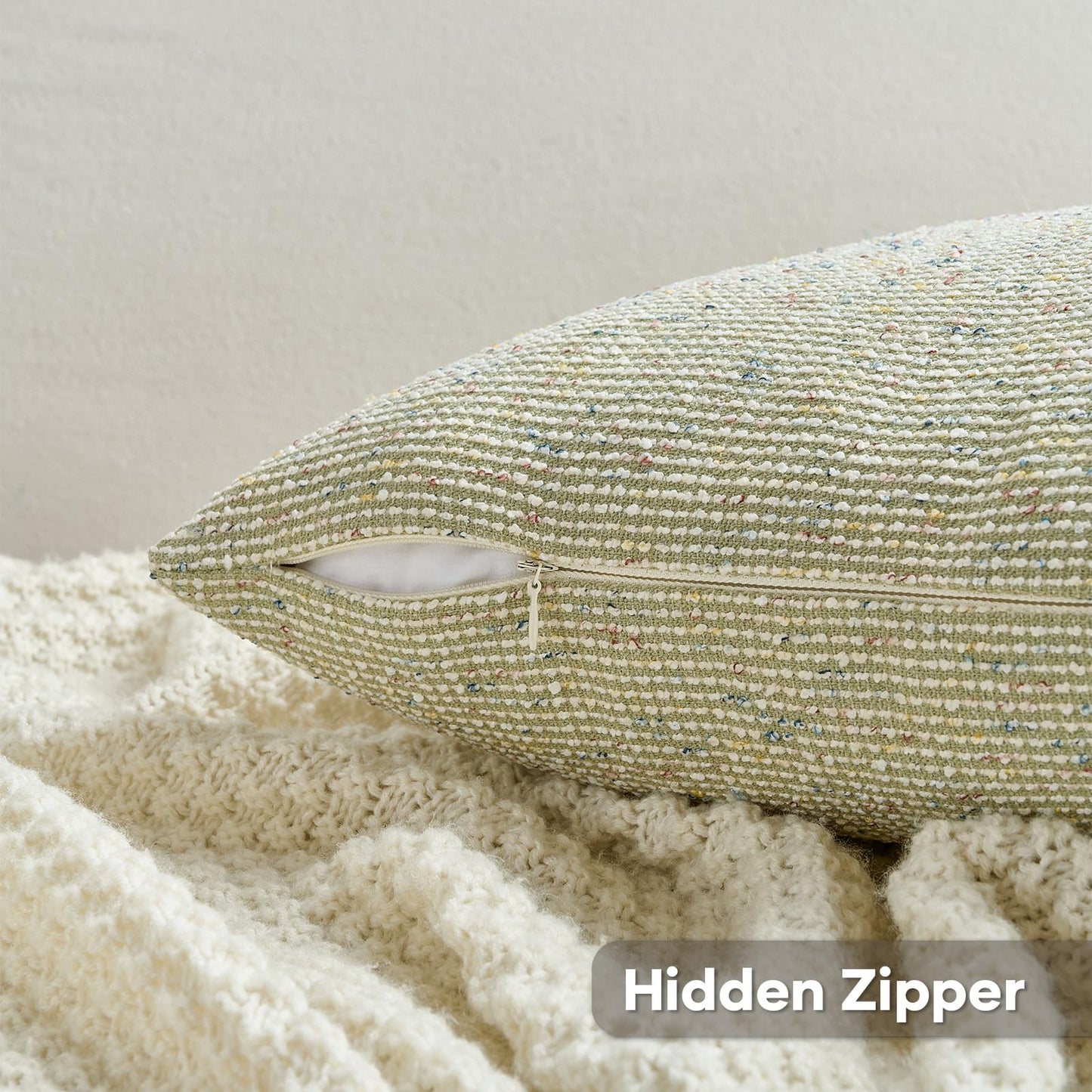 FUTEI Green Chenille Throw Pillow Covers 20x20 Inch Set of 2 Modern Decor