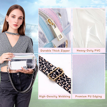 HANXIUCAO Clear Small Crossbody Bag for Women Fashionable TPU+PU