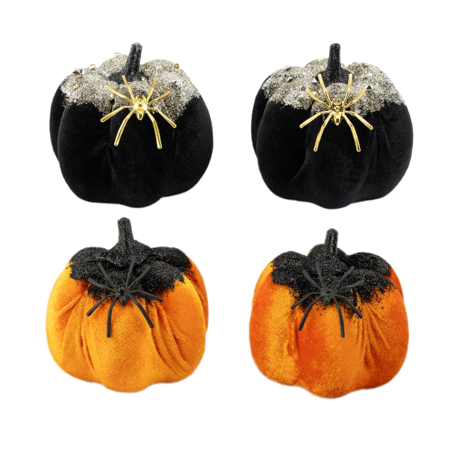 Generic Velvet Halloween Pumpkin Decor 4PCS Black Orange 3.94x3.54in