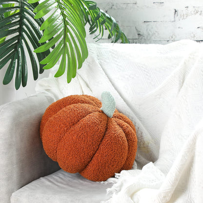 Queekay 2 Pc Pumpkin Plush Pillow 11x9.5in Brown Fall Thanksgiving Decor