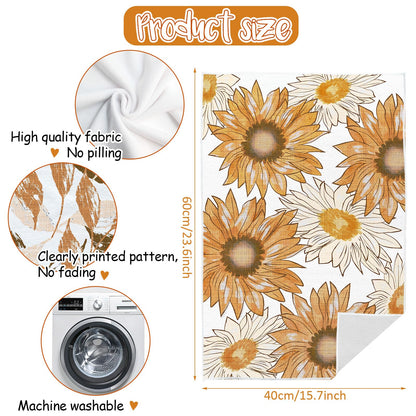 Lebsitey Orange Leaf Pattern Kitchen Towel Set of 4 24x16 Inch Polyester