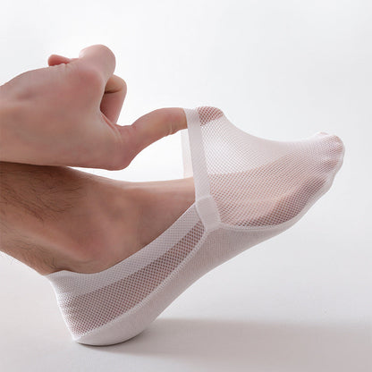 Men's thin breathable mesh boat socks short socks shallow mouth ice silk invisible socks ﻿