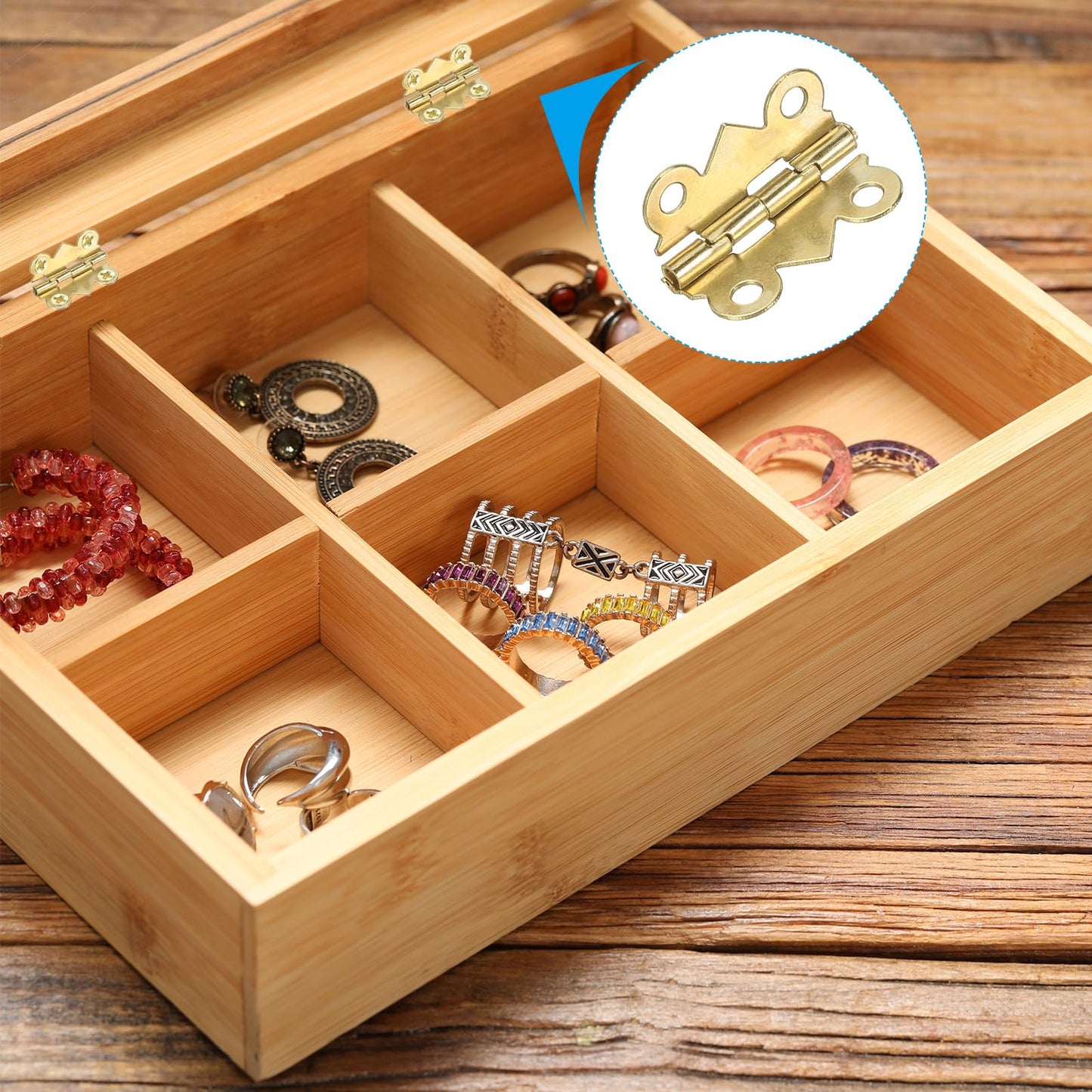 PATIKIL Jewelry Box Hinges 3/4 Inch 8 Pack Gold with Screws Butterfly