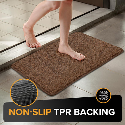Mibao Front Door Mat Non-Slip Waterproof TPR Backing 31.5x47 Dark Brown