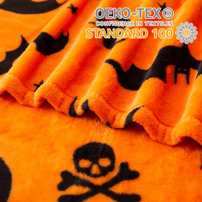 SE SOFTEXLY Ghost Halloween Reversible Pumpkin Fleece Throw Blanket 50x70