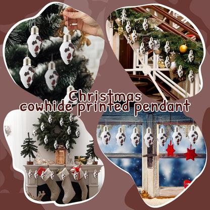Simgoing 24 Pcs Cow Print Christmas Ornaments 3.15'' Rustic Western Decor