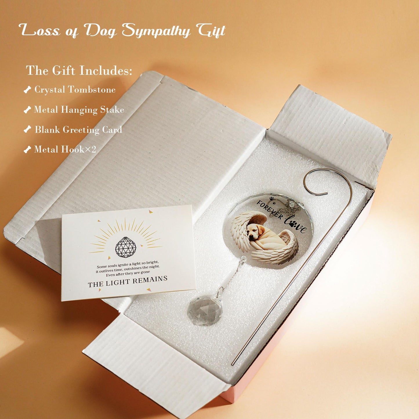 YU FENG 11.8in Dog Angel Crystal Suncatcher Memorial Rainbow Bridge