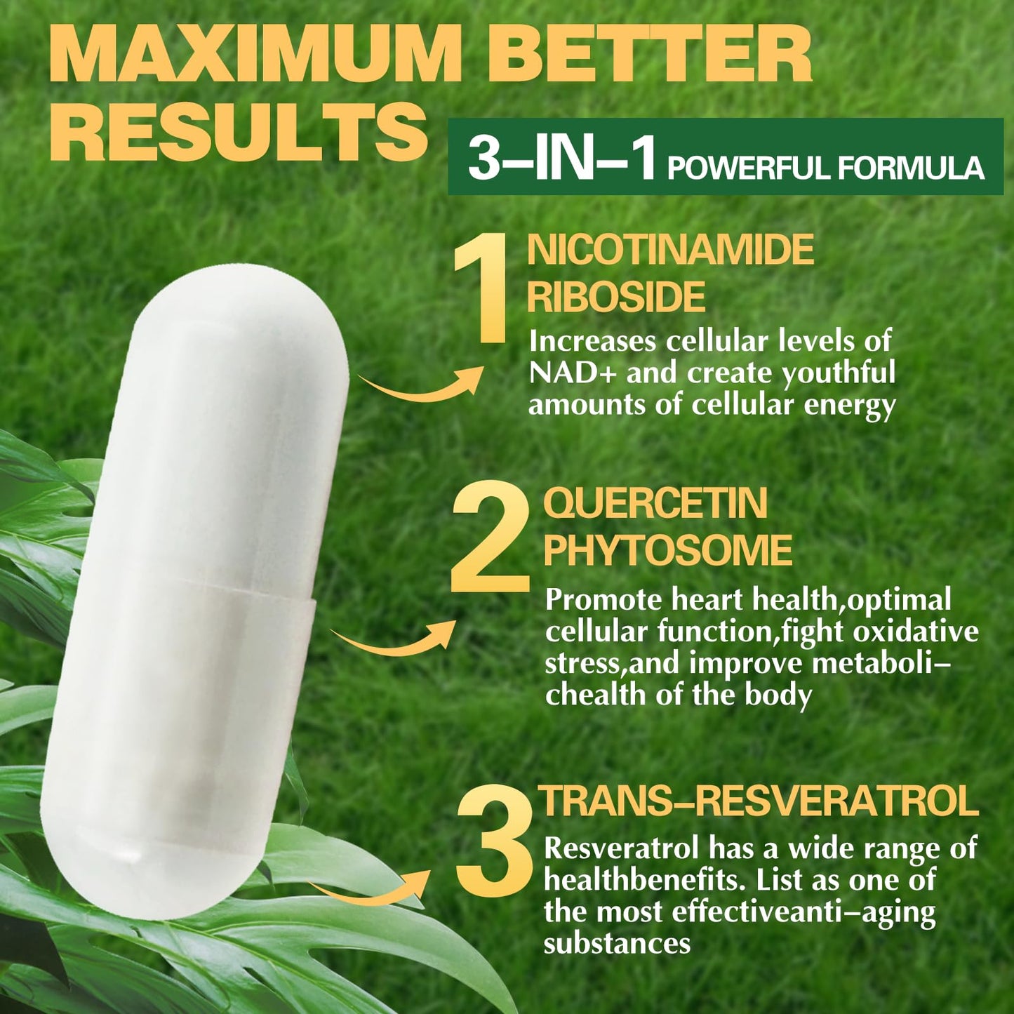 BestBy02/27 PWERD NAD+ Trans Resveratrol 1000mg 150 Capsules Supplement