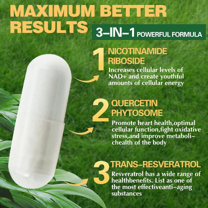 BestBy02/27 PWERD NAD+ Trans Resveratrol 1000mg 150 Capsules Supplement