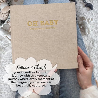 LUMOSX Pregnancy Journal Memory Book Baby Bump Stickers Beige Gender Neutral