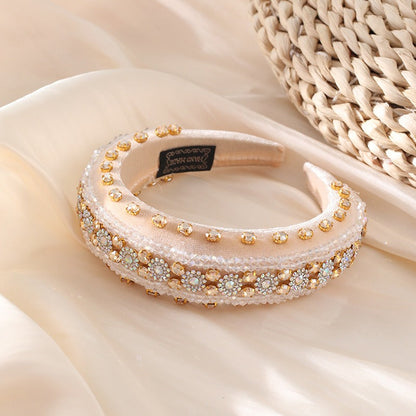 Retro Baroque colored glass drill sponge hair hoop