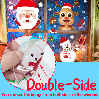 Joyful Start Christmas Window Clings Double Sided Snowflake Decals PVC