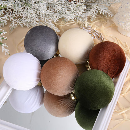 SUPREME XMAS 12 Pcs Velvet Christmas Ornaments Set 80mm Multi Color