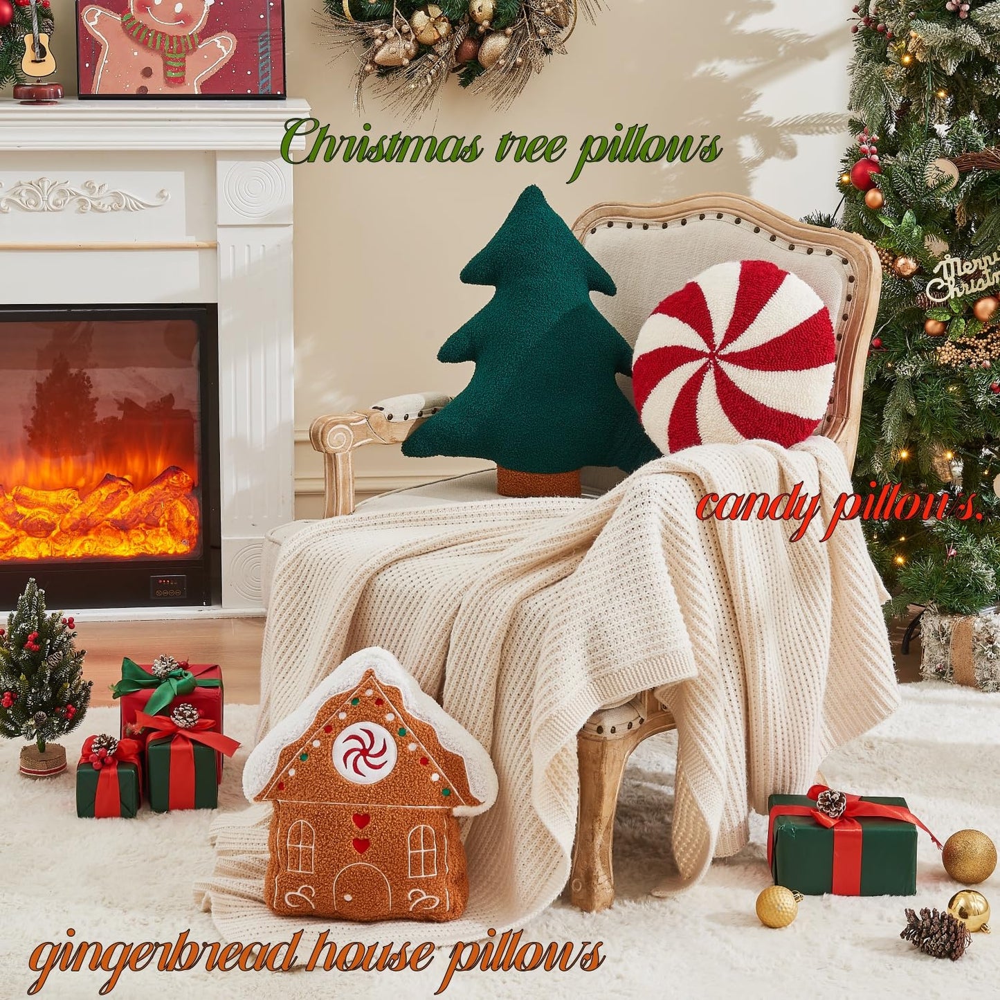 Vdoioe Christmas Tree Throw Pillows Set of 2 Plush Cotton Fill Xmas Decor