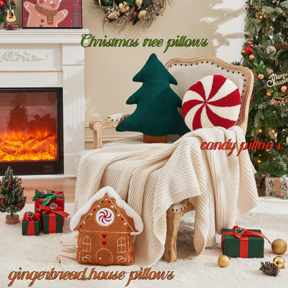 Vdoioe Christmas Tree Throw Pillows Set of 2 Plush Cotton Fill Xmas Decor