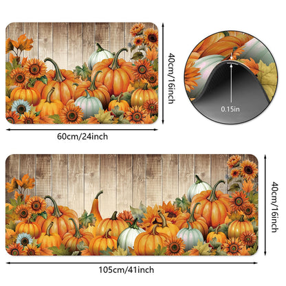 APROPHIC Fall Pumpkin Kitchen Mat Rugs Set of 2 Non Slip Washable 16x24+16x41