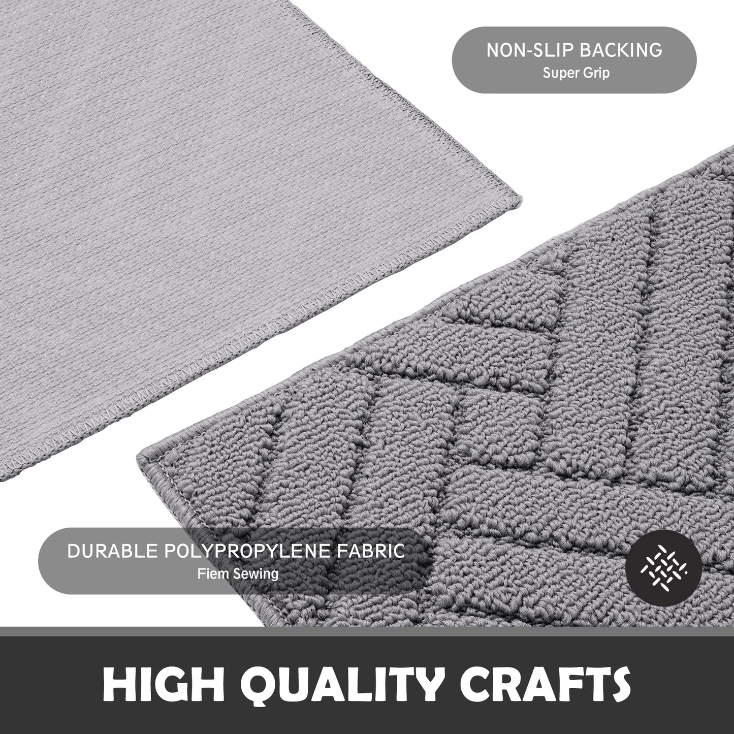 JEEDOVIA Indoor Door Mat Non-Slip Rubber Backing Grey 20x31.5