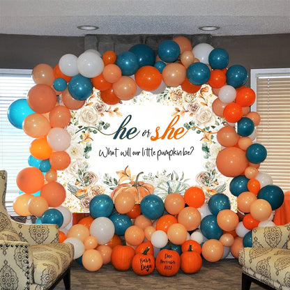 CUMIA Autumn Pumpkin Gender Reveal Backdrop 7x5FT Orange Fall Photo Prop