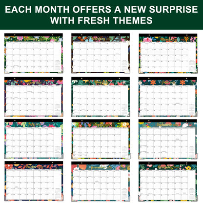 Lbylyhxc 2026-2027 18-Month Desk Calendar 17x12 Flowers Jan 2026-Jun 2027