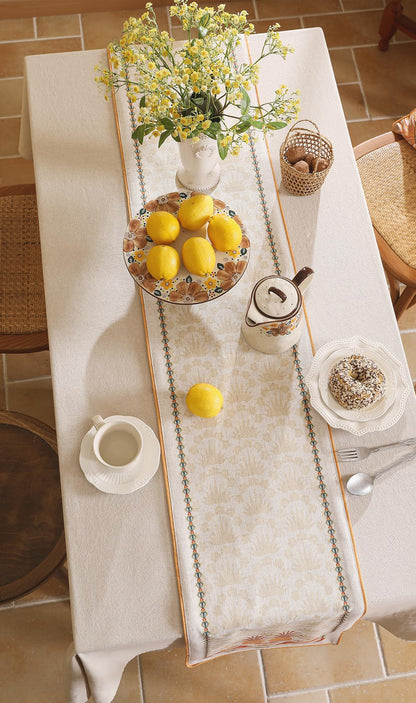 patdrea Tropical Linen Table Runner 12x102in Yellow Pineapple Floral Modern