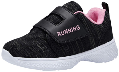adituo Toddler Boys Girls Lightweight Athletic Sneakers Strap Black Pink Size 11