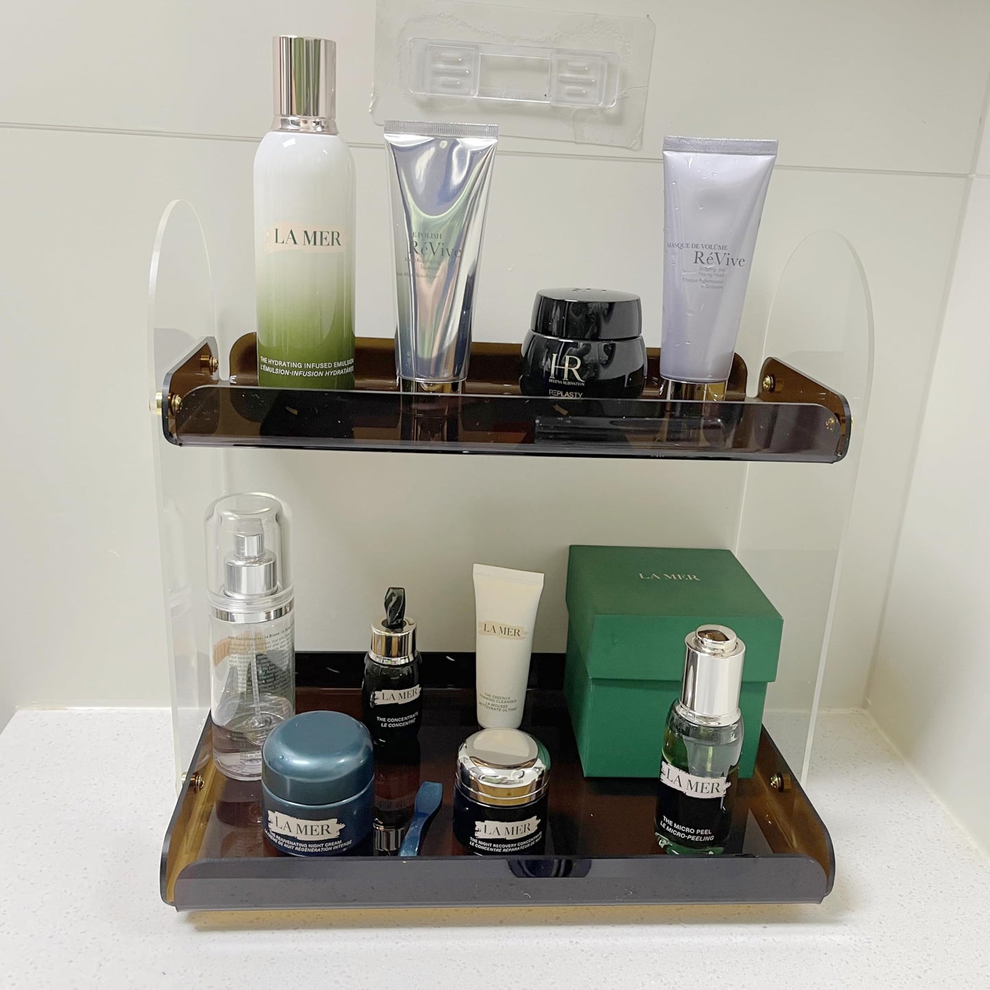 Maramugic 2 Tier Acrylic Bathroom Counter Organizer Amber Small