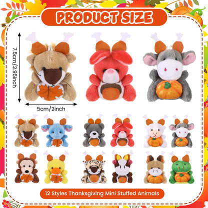 Blueweenly Thanksgiving Mini Plush Toys Pumpkin Maple 12 Pcs 2.76-3.15in