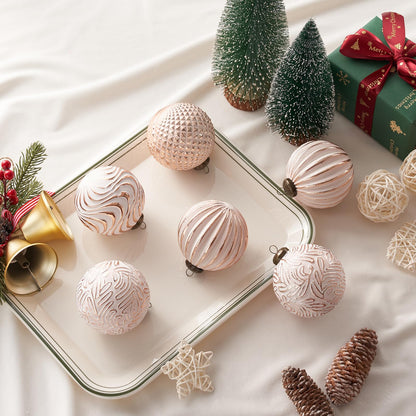 12 Pcs Pink Christmas Tree Ornaments Shatterproof Balls Holiday Decor