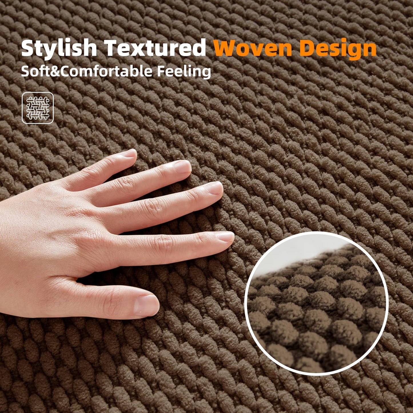 BULULOM Chenille Bathroom Rug Rubber Backing Brown 16x24 Absorbent Mat
