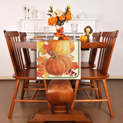 LULUXENIA Thanksgiving Table Runner Maple Leaves Pumpkin Fall Decor 13x72 Inch