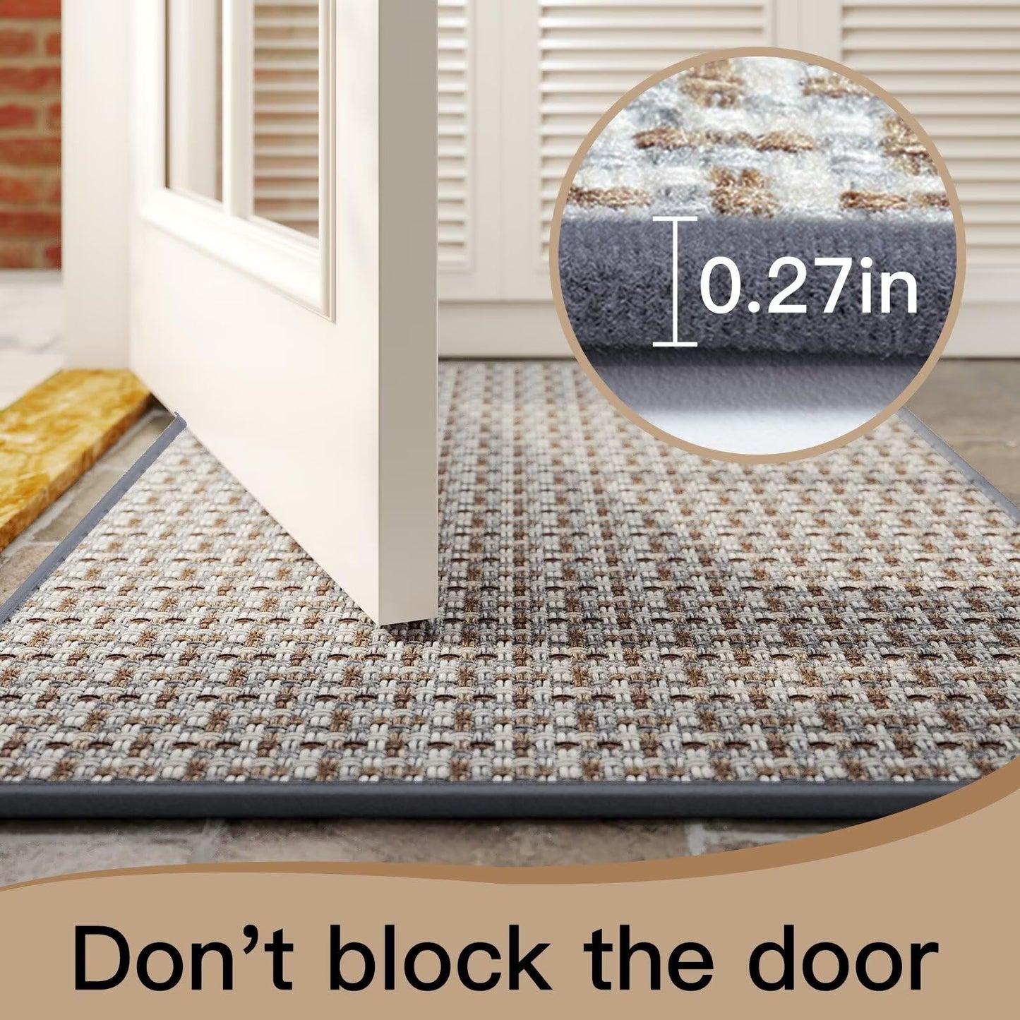YDKGL Door Mat 17x30 Gray Indoor Dirt Resistant Non-Slip Rubber Backing