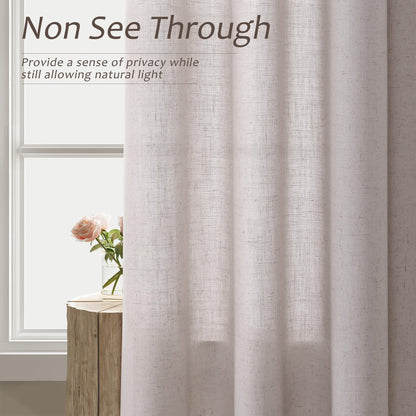 Aersas Champagne Linen Curtains 52x108in 2 Panels Grommet Light Filtering