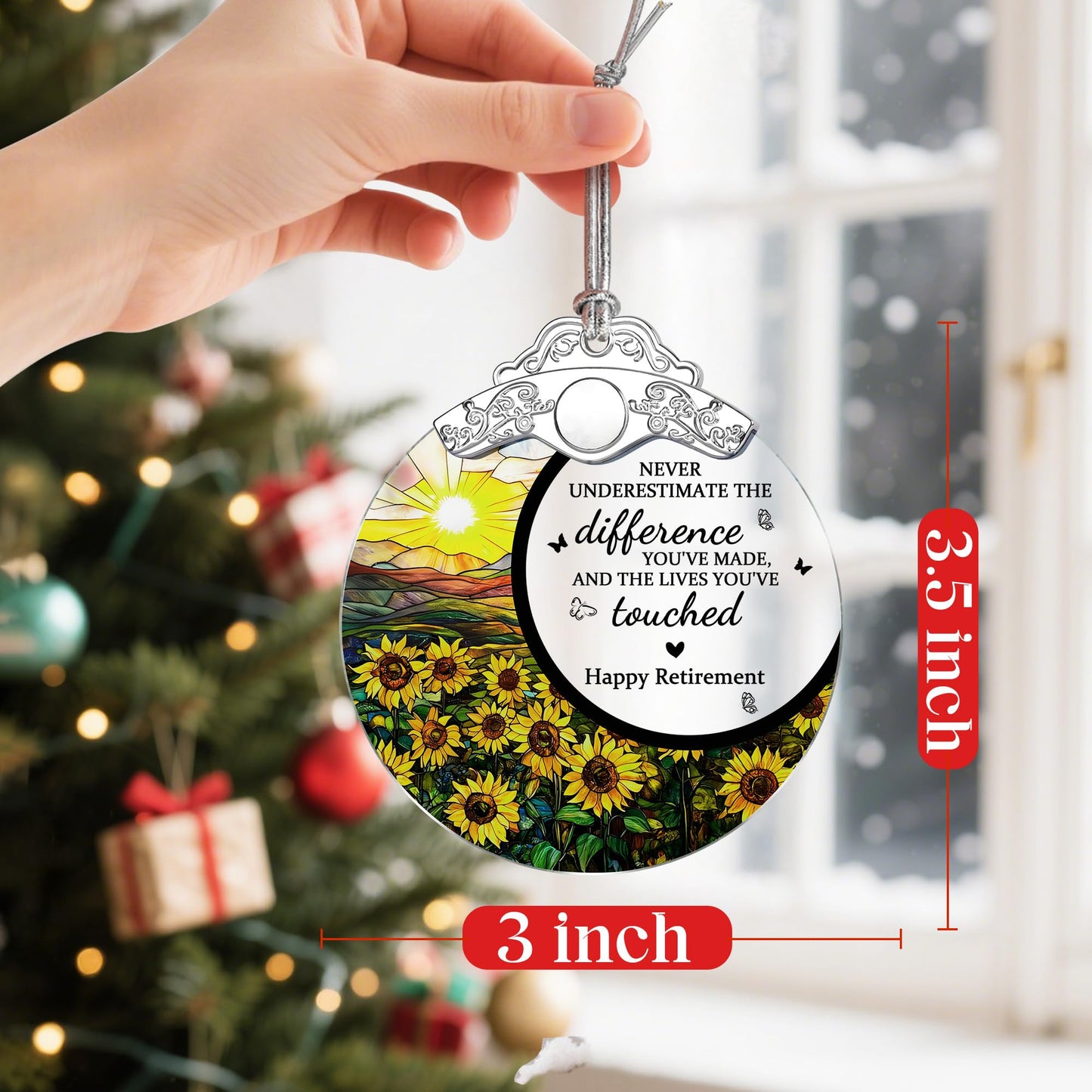 Jocidea Retirement Gifts Stained Glass Christmas Ornament Design E