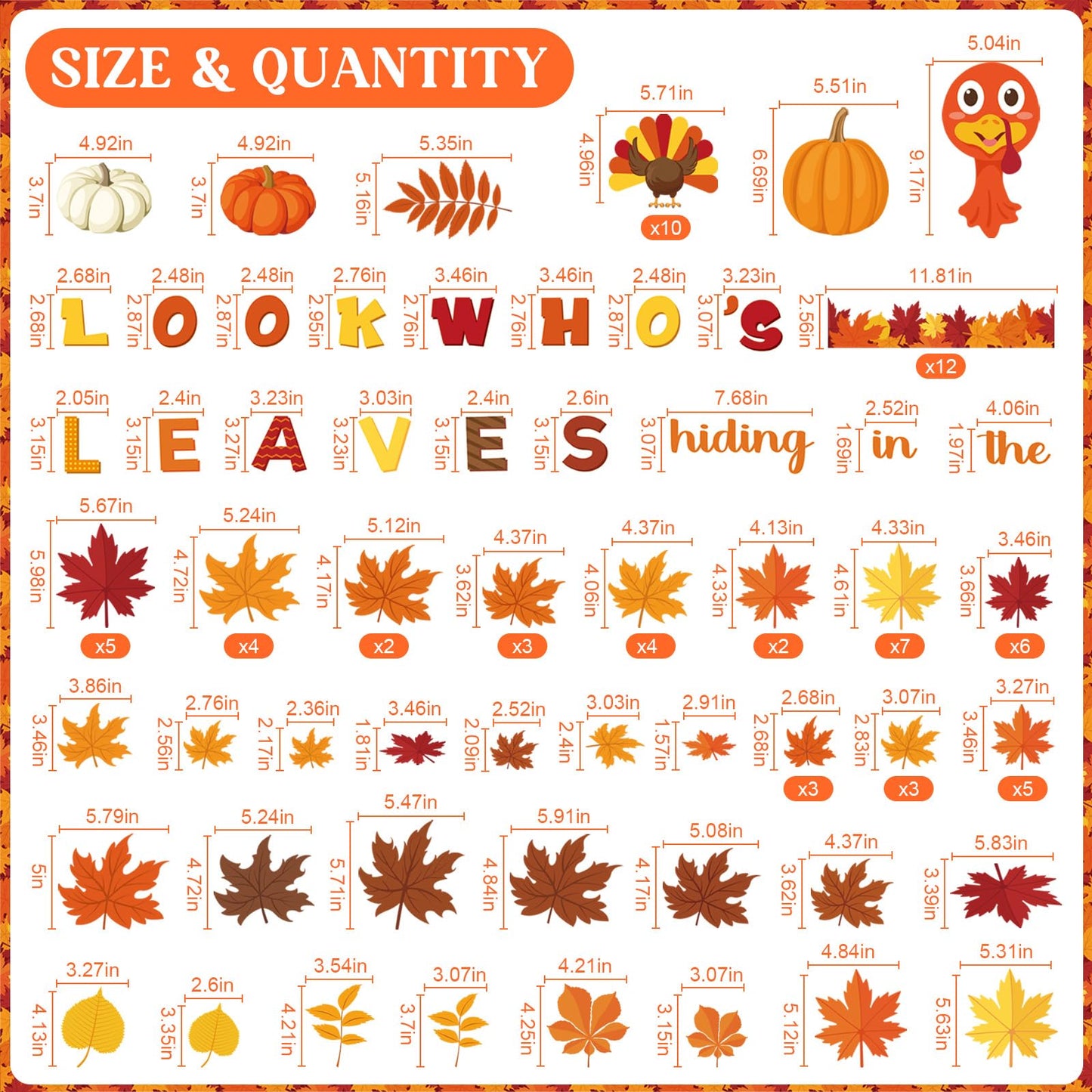Containlol Fall Thanksgiving Bulletin Board Set Colorful Small 12.6x10.2in