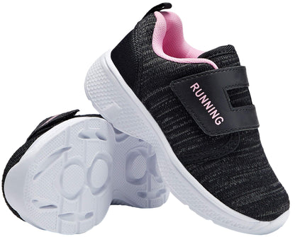 adituo Toddler Boys Girls Lightweight Athletic Sneakers Strap Black Pink Size 11