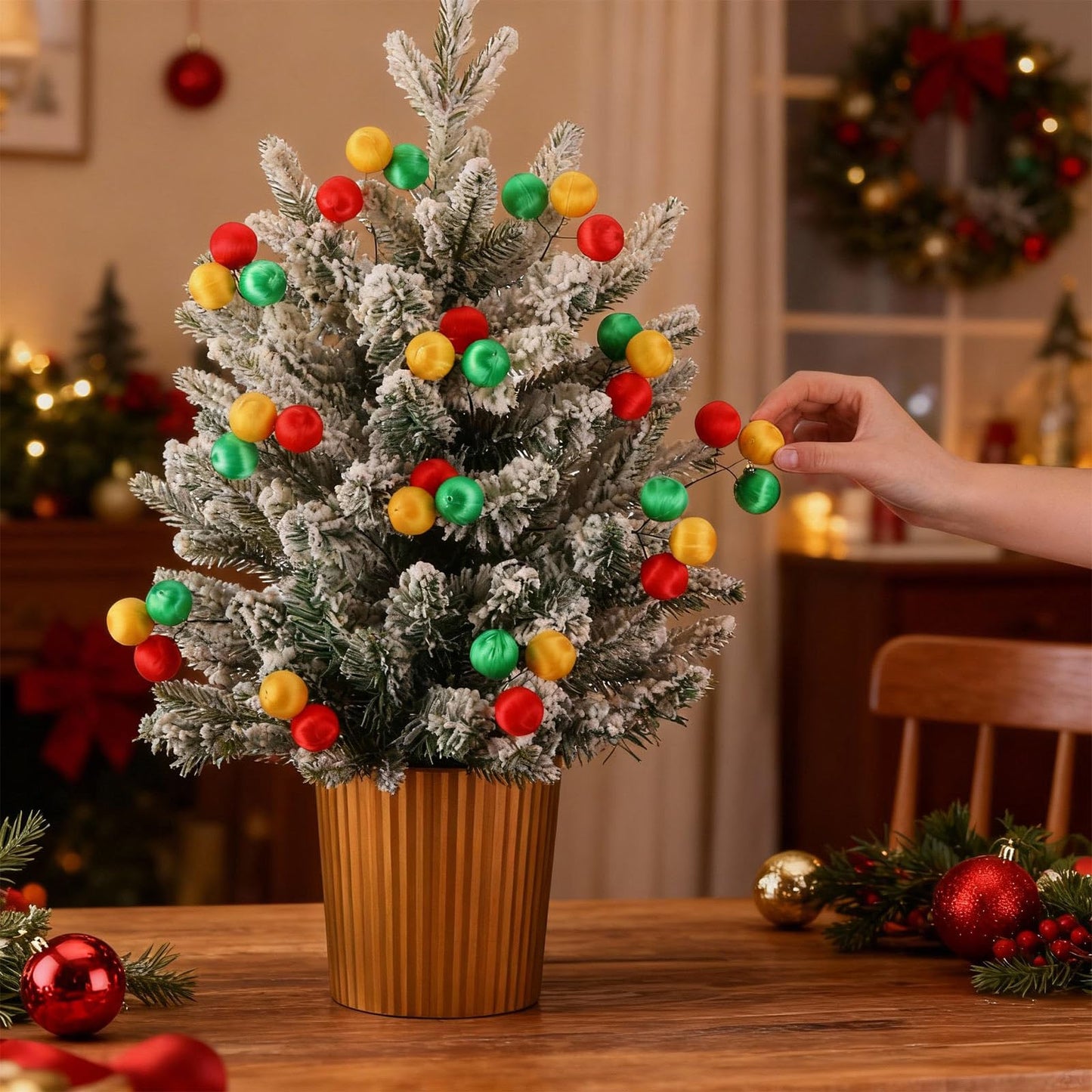 Suncalla Christmas Tree Ball Picks Satin Red Green Gold 7.9'' 12 Pcs