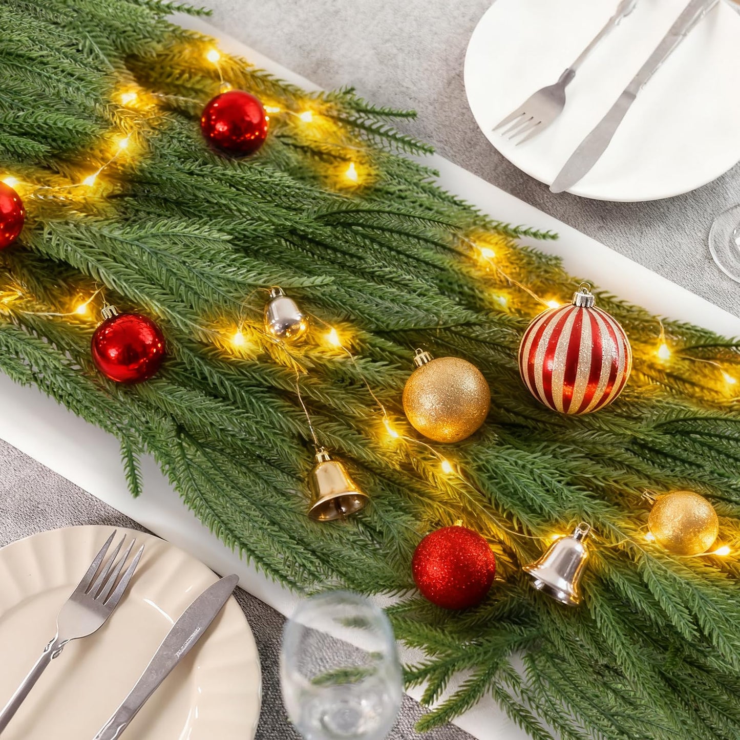Christmas Norfolk Pine Garland Artificial Greenery Mantle Fireplace Decor 6FT