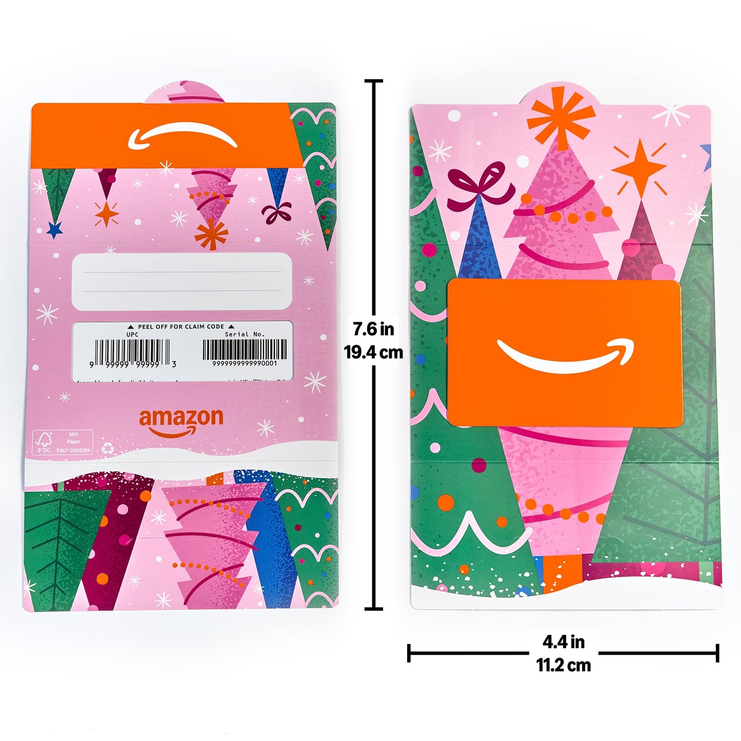 Amazon Gift Card Mini Envelope Festive Trees Christmas