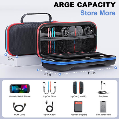 KCKTR Nintendo Switch 2 Carrying Case Hard Shell Durable Red Lightweight